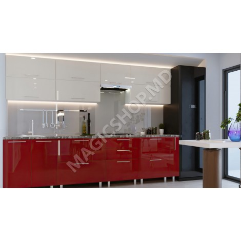 Bucătărie modulară „Quadro” 3.0m cu fațadă MDF (High Gloss)